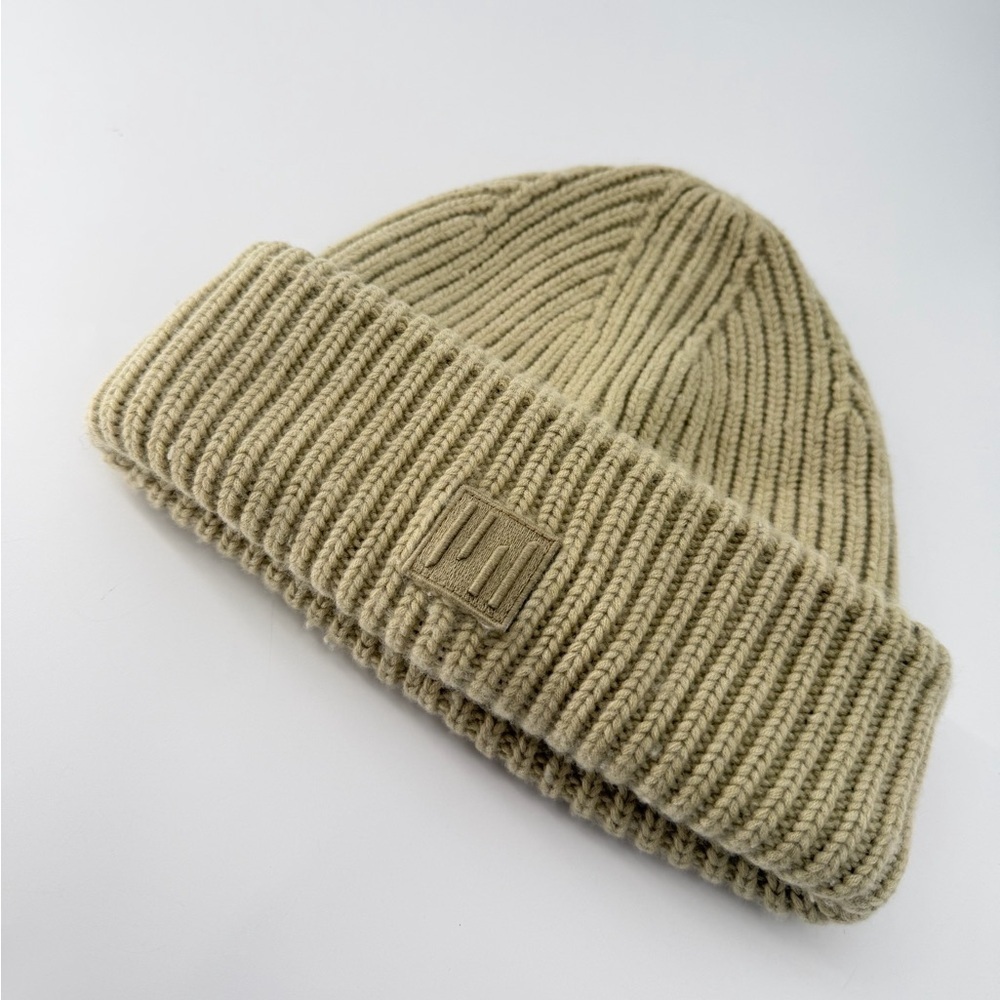 Holden Double Cuff Wool Blend Thick Rib Knit Icon Patch Beanie